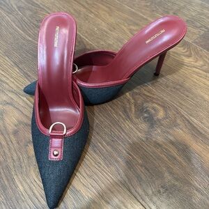 PrettyLittleThing Black and Burgundy Pointed Heels